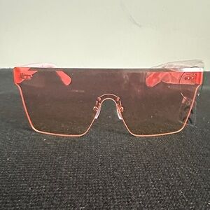Oversized Rimless Pink Shield Sunglasses